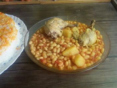 طرز تهیه فاصولیا با مرغ و لوبیا سفید غذایی عربی/آشپزی
